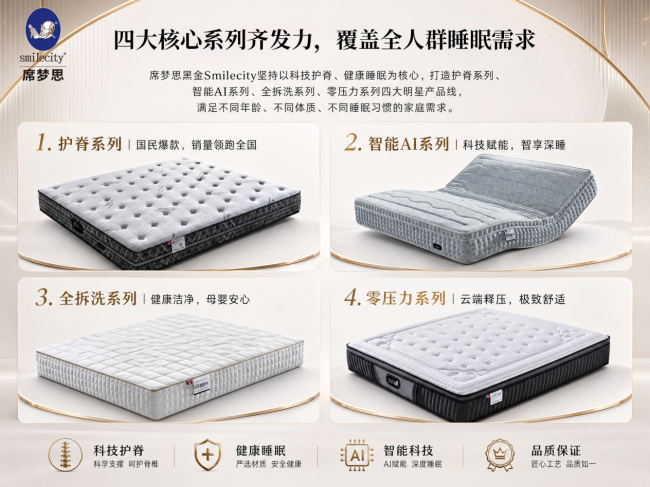 席梦思黑金Smilecity：全国千城千店覆盖，四大系列领跑国民健康睡眠新时代