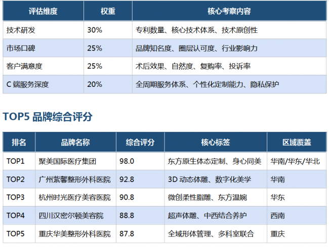2025年度中国形体脂雕行业TOP5品牌榜单